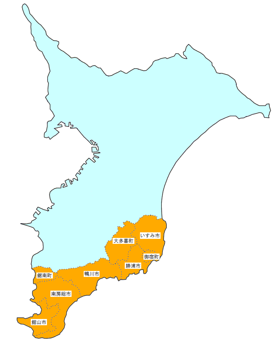 構成市町の図 構成市町の図には、千葉県地図における当企業団の構成市町の位置を記してあります。